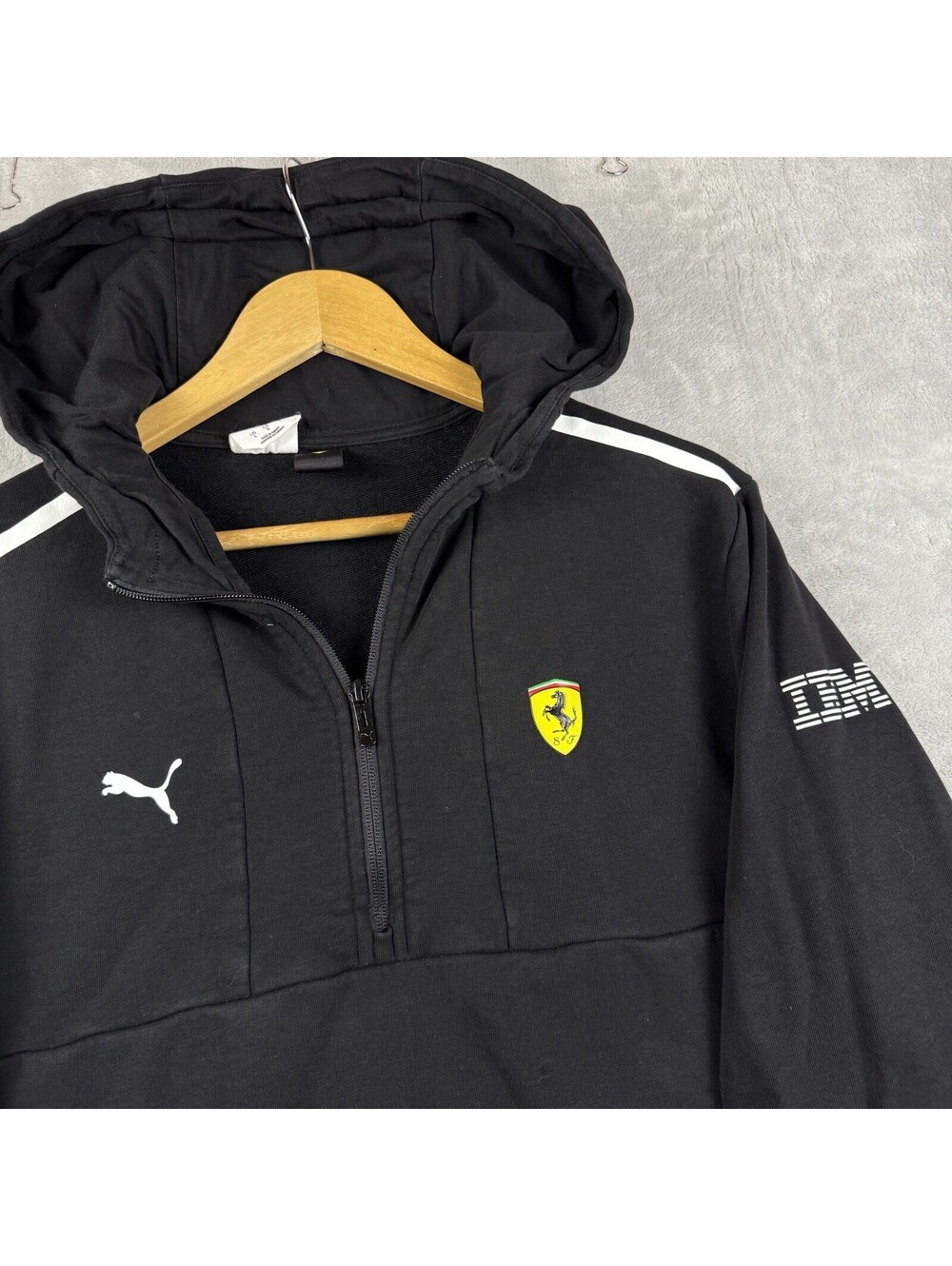 Puma Scuderia Ferrari IBM Black Half Zip Hooded Sweatshirt Men’s Large F1 Racing